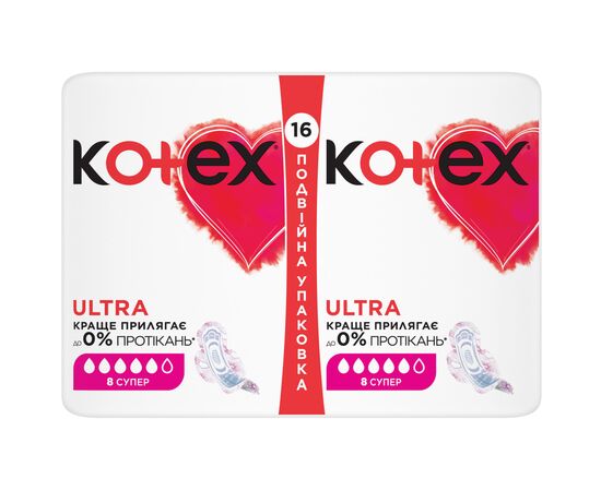 Гігієнічні прокладки Kotex Ultra Super 16 шт. (5029053542652), зображення 2 Гігієнічні прокладки Kotex Ultra Super 16 шт. (5029053542652), зображення 2