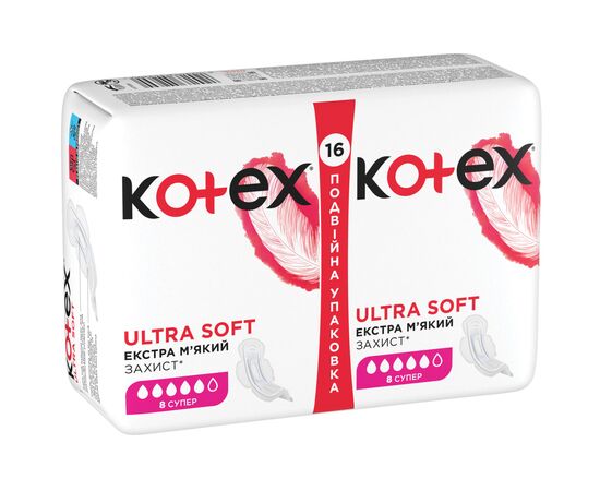 Гигиенические прокладки Kotex Ultra Soft Super 16 шт. (5029053542690), изображение 3 Гигиенические прокладки Kotex Ultra Soft Super 16 шт. (5029053542690), изображение 3