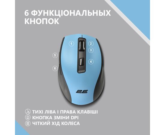 Мышка 2E MF250 Silent Wireless Blue (2E-MF250WBL), изображение 4 Мышка 2E MF250 Silent Wireless Blue (2E-MF250WBL), изображение 4