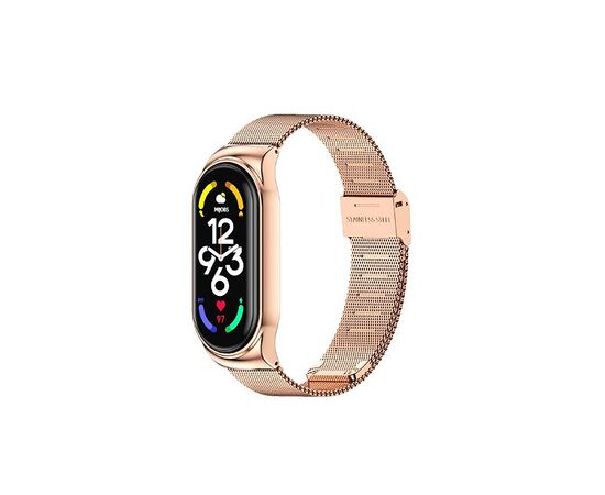 Ремешок для фитнес браслета BeCover Metal для Xiaomi Mi Smart Band 7 Rose Gold (707496)