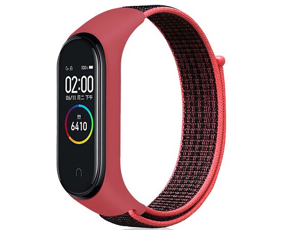 Ремінець до фітнес браслета BeCover Nylon Style для Xiaomi Mi Smart Band 5/6 Black-Red (705416)