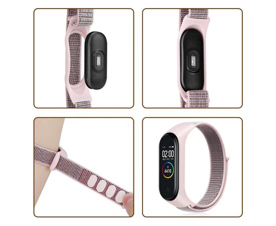 Ремешок для фитнес браслета BeCover Nylon Style для Xiaomi Mi Smart Band 7 Black-Red (707656), изображение 2