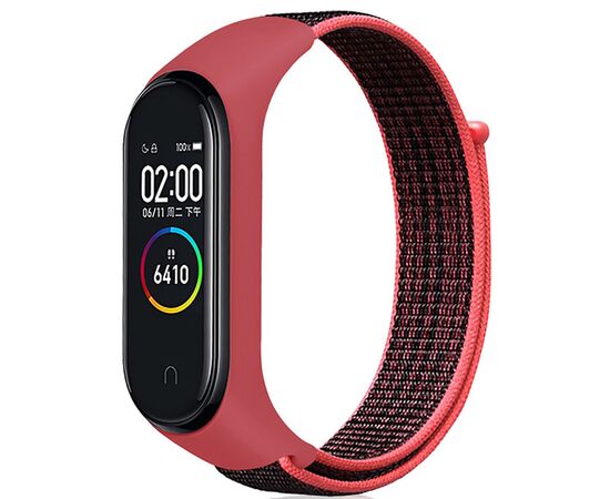 Ремешок для фитнес браслета BeCover Nylon Style для Xiaomi Mi Smart Band 7 Black-Red (707656)