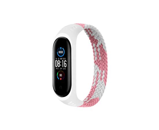 Ремінець до фітнес браслета BeCover Elastic Nylon Style для Xiaomi Mi Smart Band 5/6 (Size L) Pink-White (706164)