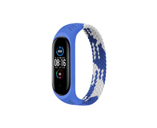 Ремешок для фитнес браслета BeCover Elastic Nylon Style для Xiaomi Mi Smart Band 5/6 (Size M) Blue-White (706151)