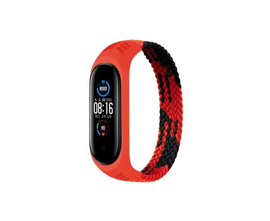 Ремінець до фітнес браслета BeCover Elastic Nylon Style для Xiaomi Mi Smart Band 5/6 (Size S) Black-Red (706135)