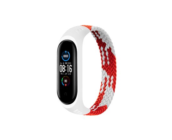 Ремешок для фитнес браслета BeCover Elastic Nylon Style для Xiaomi Mi Smart Band 5/6 (Size S) Red-White (706137)