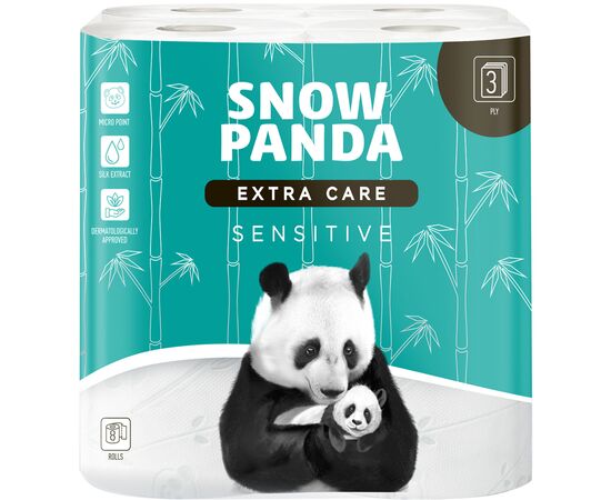 Туалетний папір Сніжна Панда Extra Care Sensitive 3 шари 8 рулонів (4820183970688)