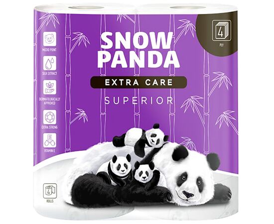 Туалетная бумага Сніжна Панда Extra Care Superior 4 слоя 4 рулона (4820183970626)