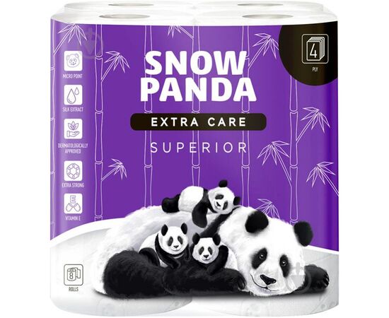 Туалетний папір Сніжна Панда Extra Care Superior 4 шари 8 рулонів (4820183970633)