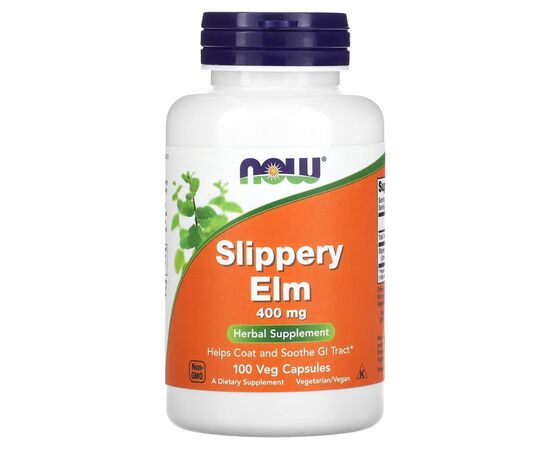 Травы Now Foods Скользкий вяз, 400 мг, Slippery Elm, 100 вегетарианских капсул (NOW-04750)