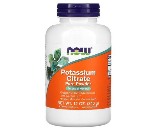 Минералы Now Foods Цитрат Калия, Potassium Citrate Pure Powder, Now Foods, 340 гр (NOW-01446)