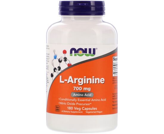 Вітамінно-мінеральний комплекс Now Foods L-Аргінін 700мг, L-Arginine, 180 вегетаріанських капсул (NOW-00033)