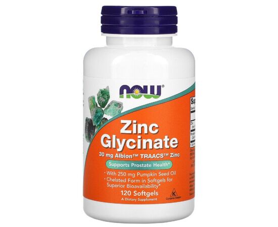 Витаминно-минеральный комплекс Now Foods Глицинат цинка, Zinc Glycinate, 120 гелевых капсул (NOW-01554)