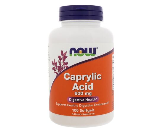 Витаминно-минеральный комплекс Now Foods Каприловая Кислота 600 мг, Caprylic Acid, 100 желатиновых капсу (NOW-03347)