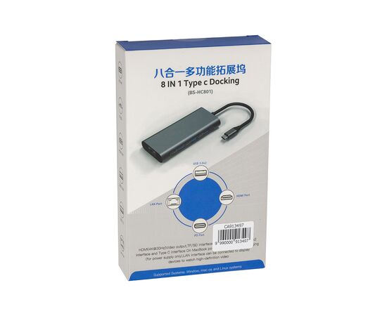 Концентратор PowerPlant USB-C to 2xUSB 3.0, 1xUSB 2.0, 1xType-C (PD), HDMI, SD, RJ45 (CA913497), изображение 5 Концентратор PowerPlant USB-C to 2xUSB 3.0, 1xUSB 2.0, 1xType-C (PD), HDMI, SD, RJ45 (CA913497), изображение 5