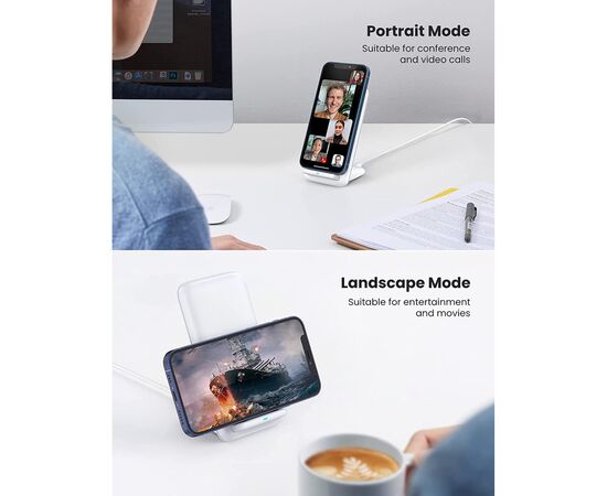 Зарядное устройство Ugreen CD221 Wireless Stand (15 W) white (80576), изображение 3 Зарядное устройство Ugreen CD221 Wireless Stand (15 W) white (80576), изображение 3