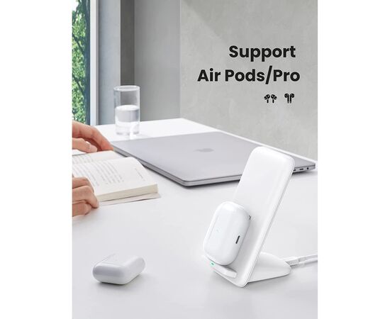 Зарядное устройство Ugreen CD221 Wireless Stand (15 W) white (80576), изображение 4 Зарядное устройство Ugreen CD221 Wireless Stand (15 W) white (80576), изображение 4