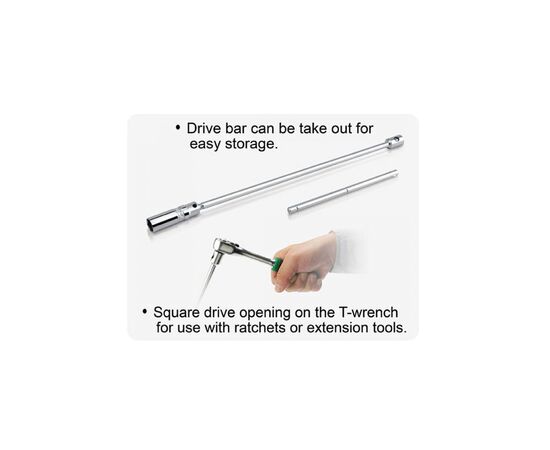 Ключ Toptul свічковий Т-подібний магнітний 16мм L450мм (CTHB1645), зображення 2 Ключ Toptul свічковий Т-подібний магнітний 16мм L450мм (CTHB1645), зображення 2