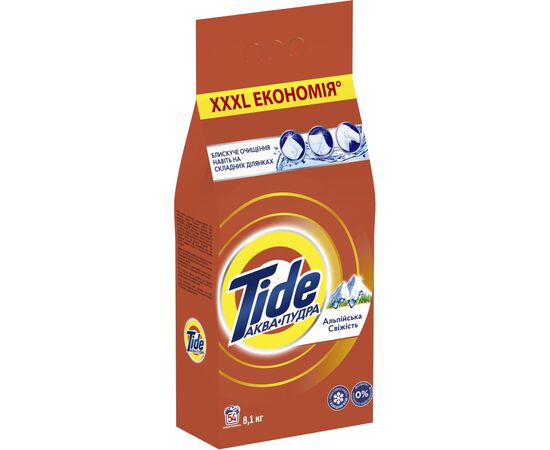 Стиральный порошок Tide Аква-Пудра Альпийская свежесть 8.1 кг (8006540535240), изображение 2 Стиральный порошок Tide Аква-Пудра Альпийская свежесть 8.1 кг (8006540535240), изображение 2