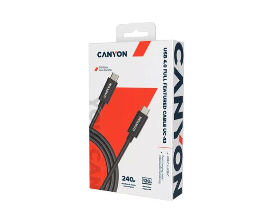Дата кабель USB-C to USB-C 2.0m UC-42 5A 240W(ERP) E-MARK,black Canyon (CNS-USBC42B), изображение 2 Дата кабель USB-C to USB-C 2.0m UC-42 5A 240W(ERP) E-MARK,black Canyon (CNS-USBC42B), изображение 2