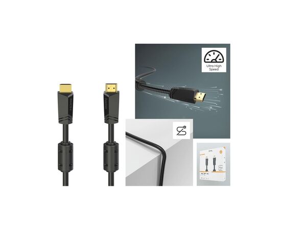 Кабель мультимедийный HDMI to HDMI 15.0m 4K Ethernet Gold Black Hama (00205010), изображение 4 Кабель мультимедийный HDMI to HDMI 15.0m 4K Ethernet Gold Black Hama (00205010), изображение 4