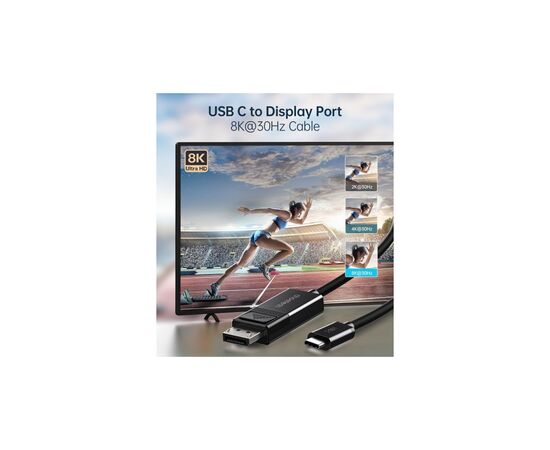 Кабель мультимедийный USB-C to DisplayPort 1.8m 8K 30Hz Choetech (XCP-1803-BK), изображение 4 Кабель мультимедийный USB-C to DisplayPort 1.8m 8K 30Hz Choetech (XCP-1803-BK), изображение 4