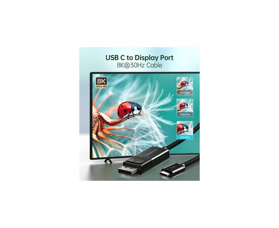 Кабель мультимедийный USB-C to DisplayPort 1.8m 8K 30Hz Choetech (XCP-1803-BK), изображение 5 Кабель мультимедийный USB-C to DisplayPort 1.8m 8K 30Hz Choetech (XCP-1803-BK), изображение 5