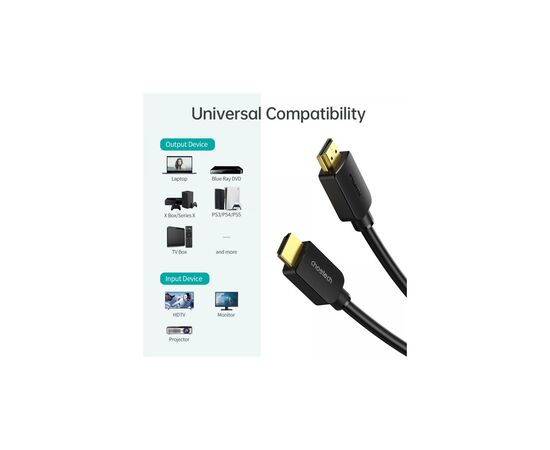 Кабель мультимедийный HDMI to HDMI 2.0m V.2.1 8K 60Hz HDR10 HLG 48Gbps YUV 444 Choetech (XHH-TP20), изображение 3 Кабель мультимедийный HDMI to HDMI 2.0m V.2.1 8K 60Hz HDR10 HLG 48Gbps YUV 444 Choetech (XHH-TP20), изображение 3