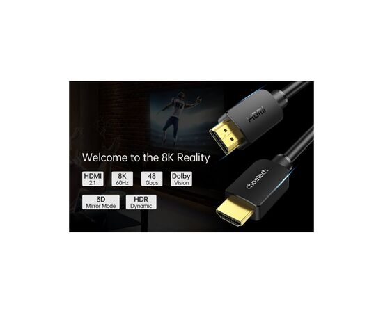 Кабель мультимедийный HDMI to HDMI 2.0m V.2.1 8K 60Hz HDR10 HLG 48Gbps YUV 444 Choetech (XHH-TP20), изображение 4 Кабель мультимедийный HDMI to HDMI 2.0m V.2.1 8K 60Hz HDR10 HLG 48Gbps YUV 444 Choetech (XHH-TP20), изображение 4