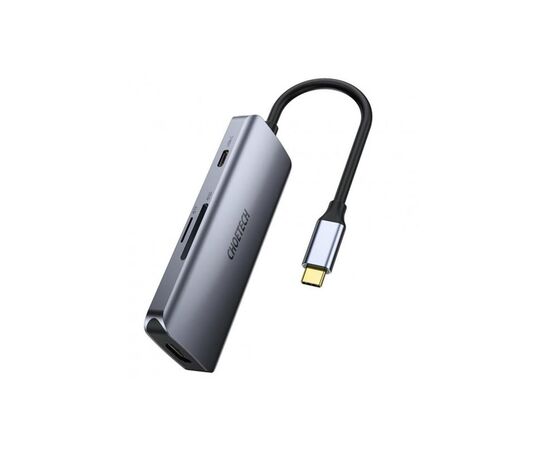 Концентратор Choetech USB-C 7-in-1 (HDMI/PD/CR/USB-A/USB-C) alum (HUB-M19-GY), изображение 2 Концентратор Choetech USB-C 7-in-1 (HDMI/PD/CR/USB-A/USB-C) alum (HUB-M19-GY), изображение 2