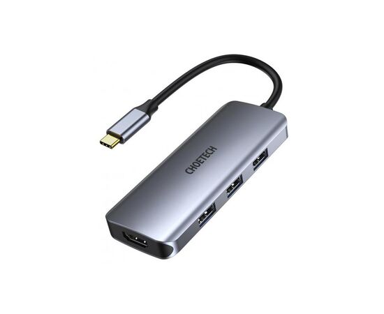 Концентратор Choetech USB-C 7-in-1 (HDMI/PD/CR/USB-A/USB-C) alum (HUB-M19-GY)