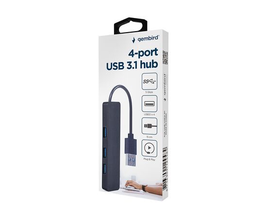 Концентратор Gembird USB 3.0 4 ports black (UHB-U3P4-04), изображение 3 Концентратор Gembird USB 3.0 4 ports black (UHB-U3P4-04), изображение 3