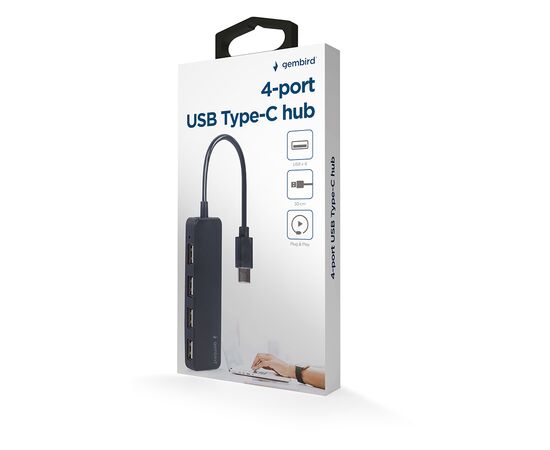 Концентратор Gembird USB-C 4 ports USB 2.0 black (UHB-CM-U2P4-01), изображение 3 Концентратор Gembird USB-C 4 ports USB 2.0 black (UHB-CM-U2P4-01), изображение 3