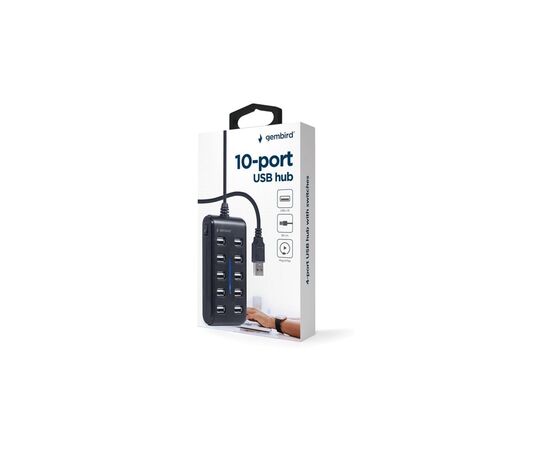 Концентратор Gembird USB 2.0 10 ports black (UHB-U2P10P-01), изображение 5 Концентратор Gembird USB 2.0 10 ports black (UHB-U2P10P-01), изображение 5