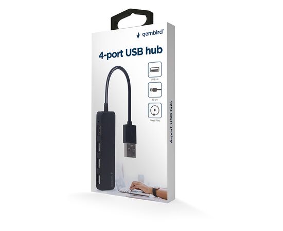 Концентратор Gembird USB 2.0 4 ports black (UHB-U2P4-06), изображение 3 Концентратор Gembird USB 2.0 4 ports black (UHB-U2P4-06), изображение 3