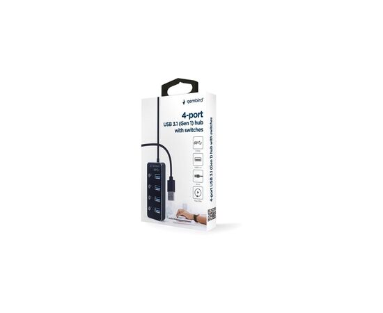 Концентратор Gembird USB 3.0 4 ports switch black (UHB-U3P4P-01), изображение 5 Концентратор Gembird USB 3.0 4 ports switch black (UHB-U3P4P-01), изображение 5