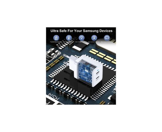 Зарядное устройство Choetech 2xUSB-C 40W PD/QC/PPS (Q5006-EU-WH), изображение 5 Зарядное устройство Choetech 2xUSB-C 40W PD/QC/PPS (Q5006-EU-WH), изображение 5