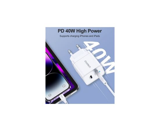Зарядное устройство Choetech 2xUSB-C 40W PD/QC/PPS (Q5006-EU-WH), изображение 6 Зарядное устройство Choetech 2xUSB-C 40W PD/QC/PPS (Q5006-EU-WH), изображение 6