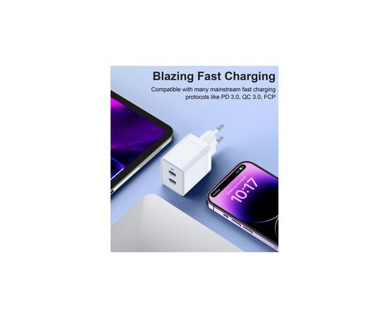 Зарядное устройство Choetech 2xUSB-C 40W PD/QC/PPS (Q5006-EU-WH), изображение 8 Зарядное устройство Choetech 2xUSB-C 40W PD/QC/PPS (Q5006-EU-WH), изображение 8