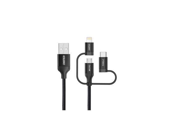 Дата кабель USB 2.0 AM to Lightning + Micro 5P + Type-C 1.2m MFI Choetech (IP0030-BK), изображение 2 Дата кабель USB 2.0 AM to Lightning + Micro 5P + Type-C 1.2m MFI Choetech (IP0030-BK), изображение 2