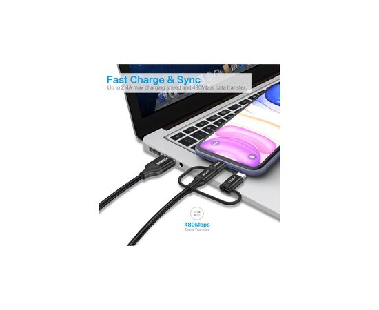 Дата кабель USB 2.0 AM to Lightning + Micro 5P + Type-C 1.2m MFI Choetech (IP0030-BK), изображение 6 Дата кабель USB 2.0 AM to Lightning + Micro 5P + Type-C 1.2m MFI Choetech (IP0030-BK), изображение 6