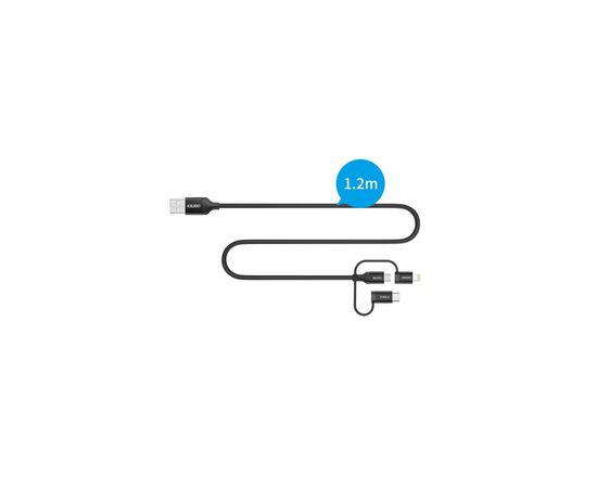 Дата кабель USB 2.0 AM to Lightning + Micro 5P + Type-C 1.2m MFI Choetech (IP0030-BK), изображение 7 Дата кабель USB 2.0 AM to Lightning + Micro 5P + Type-C 1.2m MFI Choetech (IP0030-BK), изображение 7