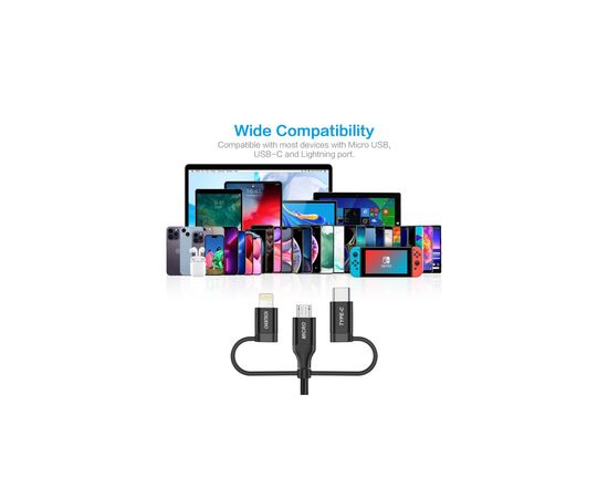 Дата кабель USB 2.0 AM to Lightning + Micro 5P + Type-C 1.2m MFI Choetech (IP0030-BK), изображение 8 Дата кабель USB 2.0 AM to Lightning + Micro 5P + Type-C 1.2m MFI Choetech (IP0030-BK), изображение 8