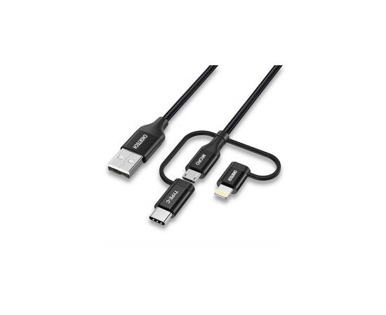 Дата кабель USB 2.0 AM to Lightning + Micro 5P + Type-C 1.2m MFI Choetech (IP0030-BK)