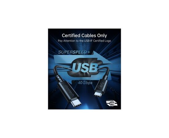 Дата кабель USB4 Type-C to Type-C 0.8m 40Gbps PD 100W 8K60Hz Choetech (XCC-1028-BK), изображение 3 Дата кабель USB4 Type-C to Type-C 0.8m 40Gbps PD 100W 8K60Hz Choetech (XCC-1028-BK), изображение 3