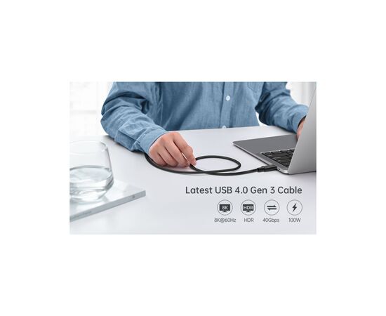 Дата кабель USB4 Type-C to Type-C 0.8m 40Gbps PD 100W 8K60Hz Choetech (XCC-1028-BK), изображение 9 Дата кабель USB4 Type-C to Type-C 0.8m 40Gbps PD 100W 8K60Hz Choetech (XCC-1028-BK), изображение 9