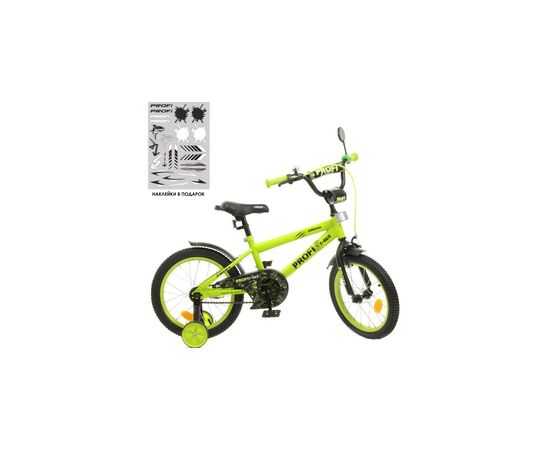 Детский велосипед Prof1 Dino 16" Черно-зеленый (Y1671 green/black), изображение 2 Детский велосипед Prof1 Dino 16" Черно-зеленый (Y1671 green/black), изображение 2