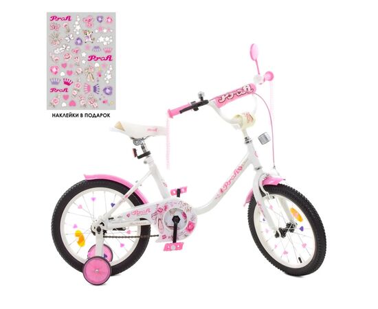 Детский велосипед Prof1 18" Flower Белый с розовым (Y1885 white/pink), изображение 2 Детский велосипед Prof1 18" Flower Белый с розовым (Y1885 white/pink), изображение 2