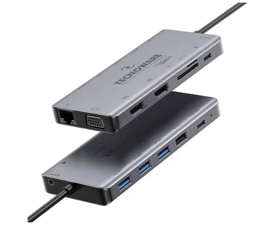 Порт-реплікатор TECNOWARE Dock Station USB TYPE-C 13 in 1 Adapter HUB (FHUB17692), зображення 2 Порт-реплікатор TECNOWARE Dock Station USB TYPE-C 13 in 1 Adapter HUB (FHUB17692), зображення 2